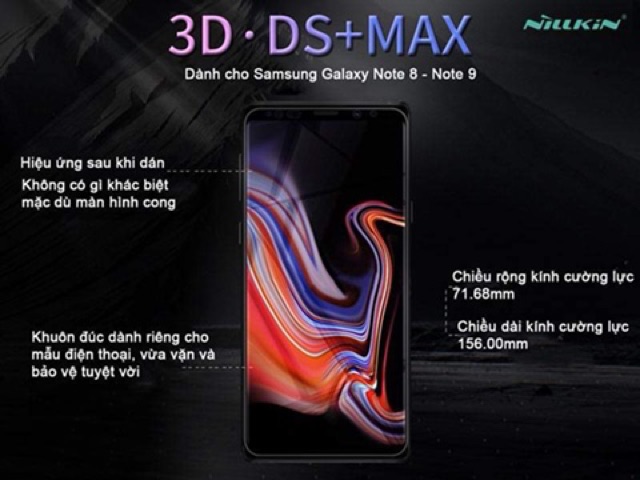 Kính cường lực full màn S20/ S20 Plus/ Note8/ Note9/ Note10 Plus chính hãng Nillkin DS+ Max