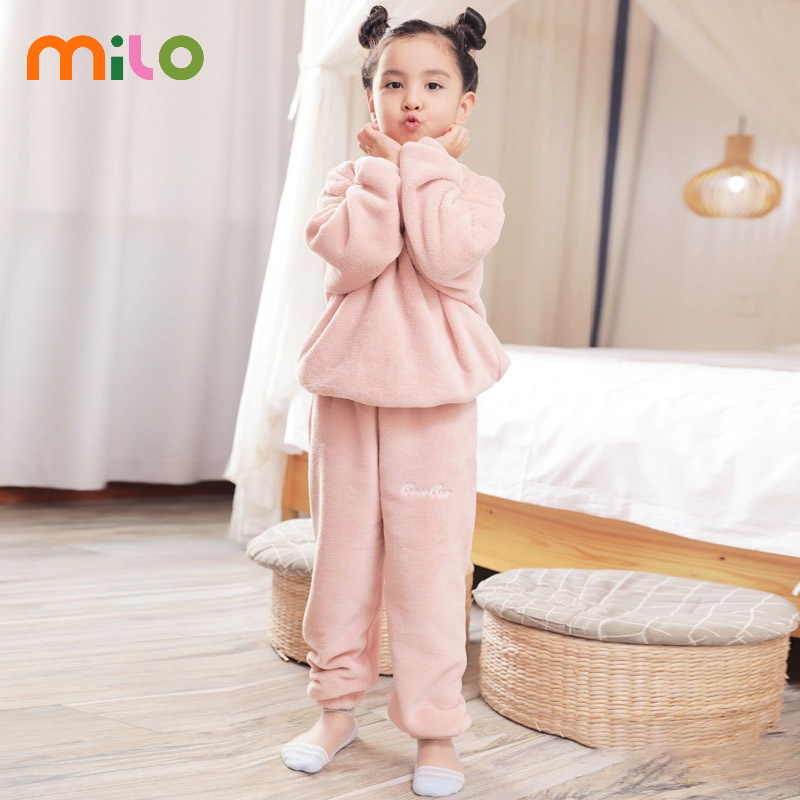 Milo Bộ Đồ Ngủ Tay Dài Giữ Ấm Mùa Thu Đông Phong Cách Hàn Quốc Mới Dành Cho Trẻ Em