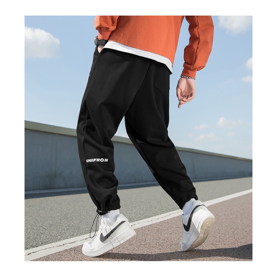 [ FREESHIP ] Quần Jogger vải nỉ Thể Thao Nam Nữ Tập Gym Phối logo 2 MÀU ĐEN XÁM HỌA TIẾT ĐẸP