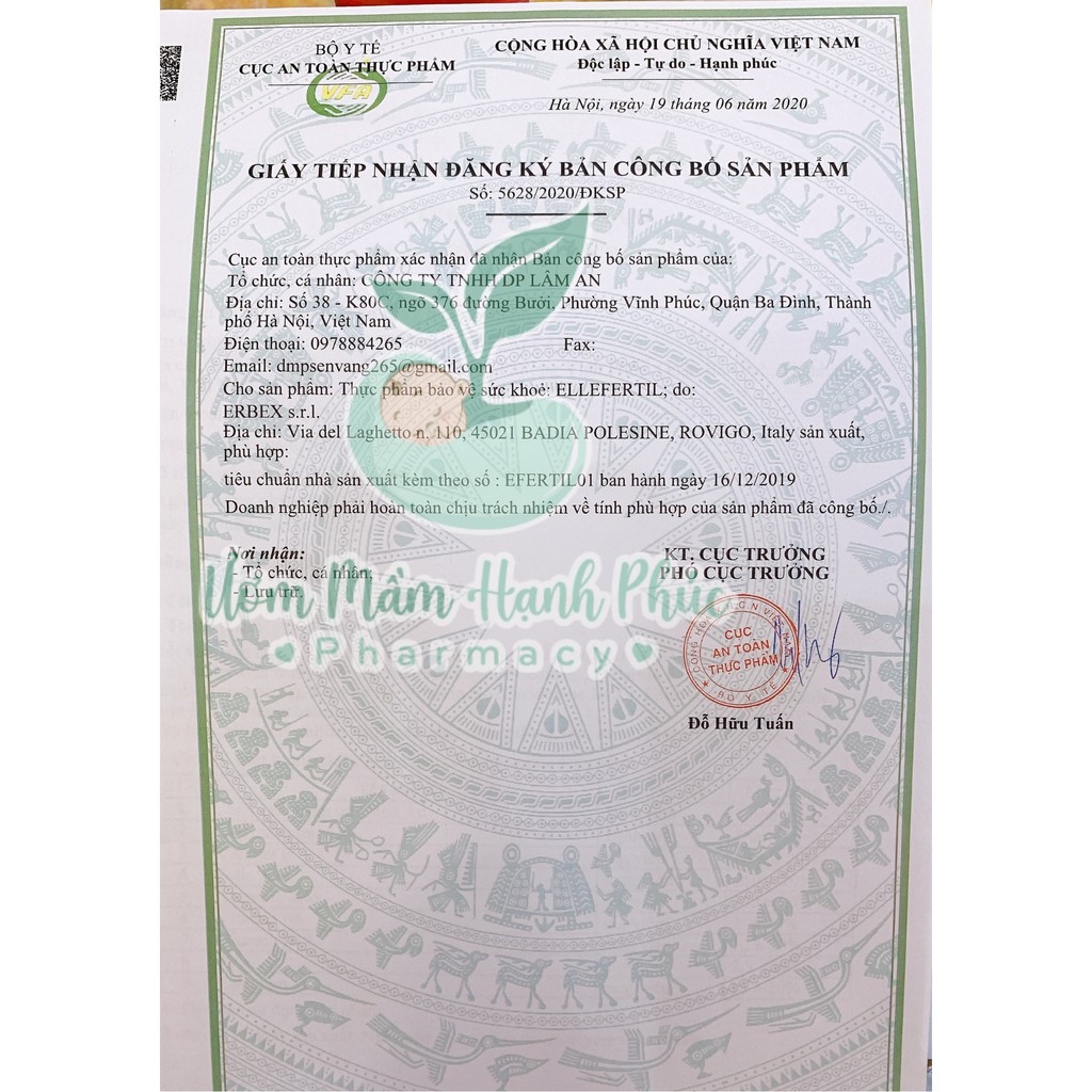 Ellefertil  bổ trứng, tăng thụ thai tự nhiên, hỗ trợ sinh sản vô sinh hiếm muộn
