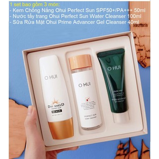 Set 3 món Ohui: Kem chống nắng, Nước tẩy trang, Sửa rửa mặt sale 50%