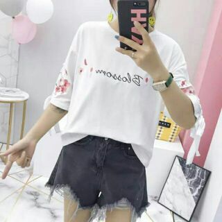 Áo thun kiểu nữ, áo uzzlang hoa thêu