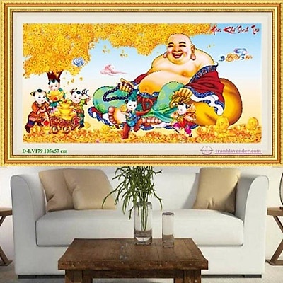 Tranh gắn đá di lạc KT:105x57cm .tranh đính đá chưa đính.