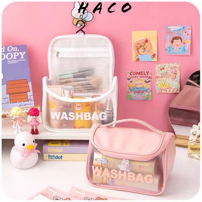 Túi đựng mỹ phẩm đồ trang điểm du lịch trong suốt cao cấp WASHBAG