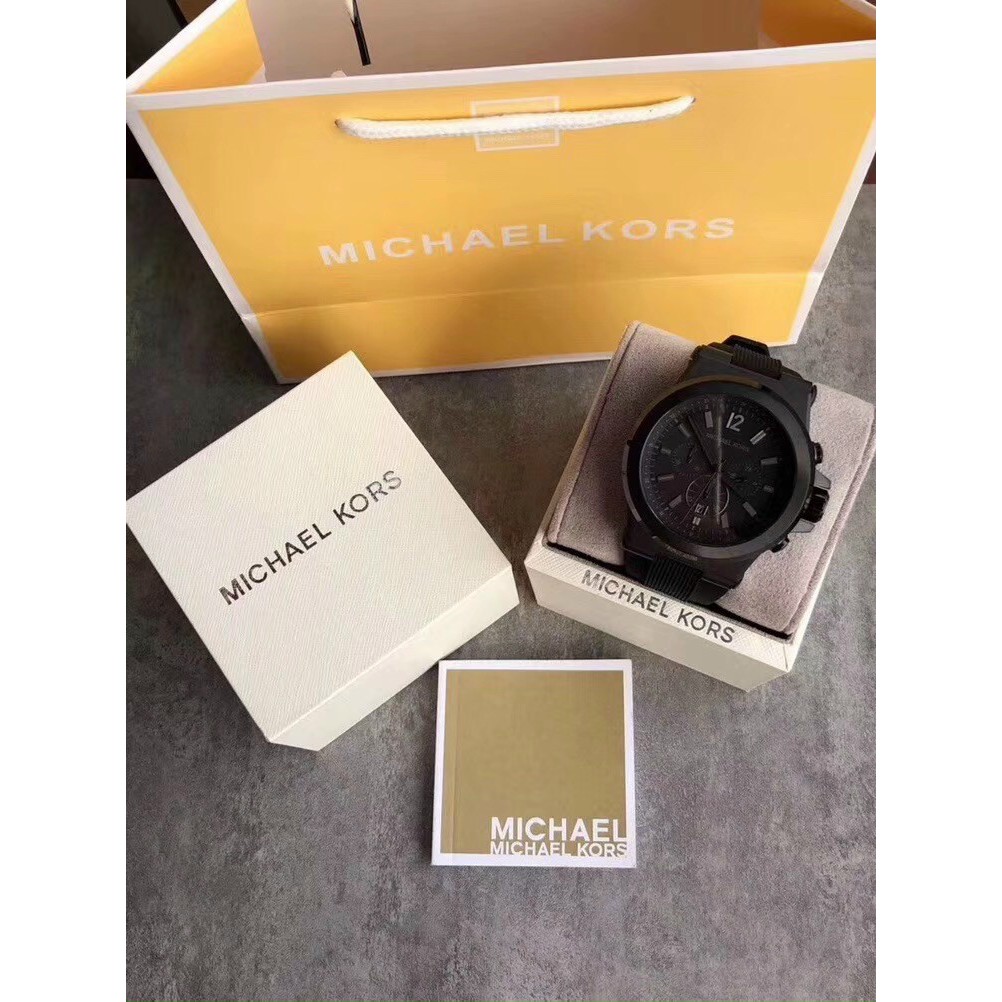 ĐỒNG HỒ NAM MICHAEL KORS MK8152 , DÂY CAO SU MÀU ĐEN , SIZE 48MM