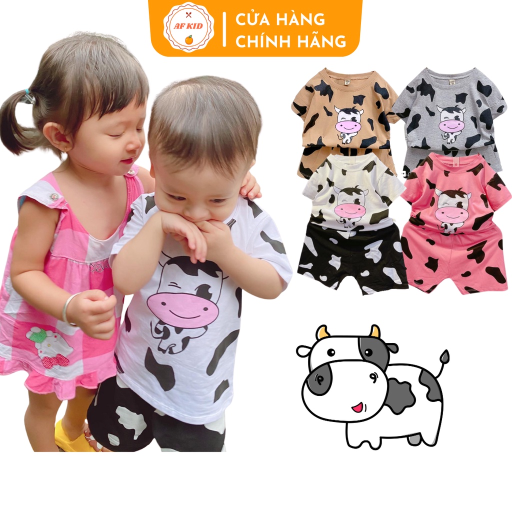 Bộ quần áo cộc tay cho bé AF KID SỮA BÒ cho bé trai bé gái Chất cotton 4 chiều cao cấp siêu mềm siêu mát