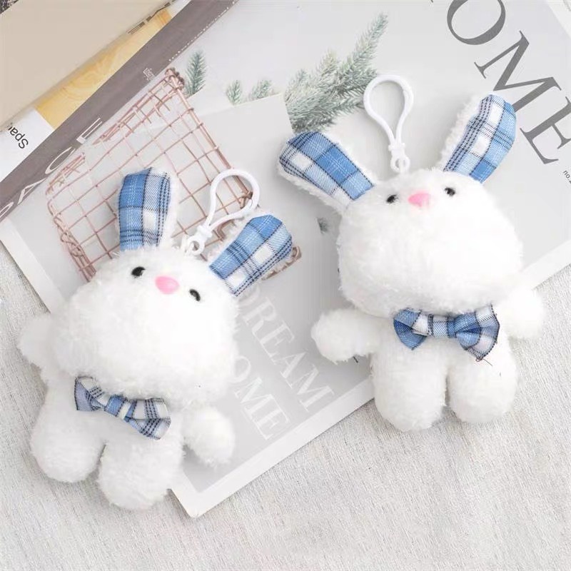 Móc khóa hình thỏ bông đeo nơ trang trí balo túi xách làm móc khóa