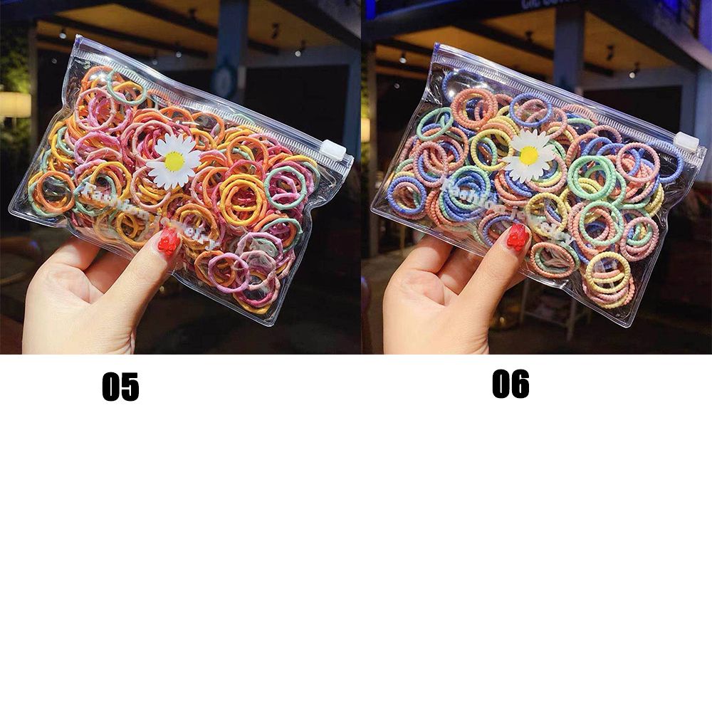 Set 100 dây thun cột tóc nhiều màu sắc xinh xắn cho bé gái