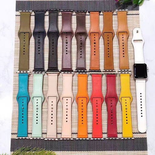 Dây da khoá bấm cho Apple Watch cho đồng hồ thông minh iWatch Series 1/ 2/ 3/ 4/ 5/ 6/ SE size 38mm 40mm 42mm 44mm