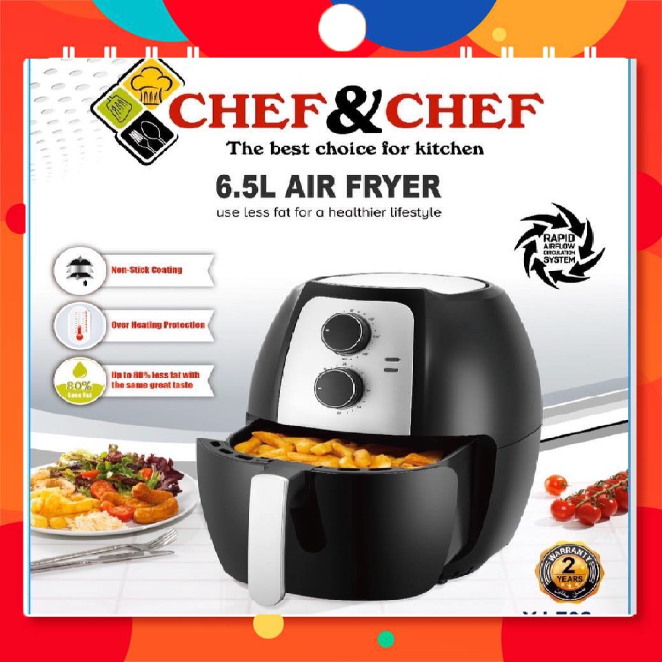 Nồi Chiên Không Dầu CHEF&amp;CHEF Dung Tích 6,5 Lít / 5,5 Lít/ 7,7 Lít Chính Hãng