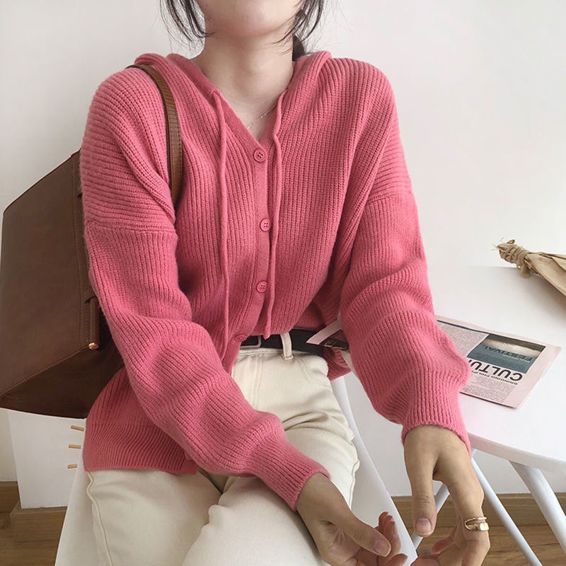 Áo Khoác Cardigan Dệt Kim Có Mũ Trùm Màu Sắc Kẹo Ngọt Phong Cách Hàn Quốc Thời Trang Mùa Thu 2023 Cho Nữ