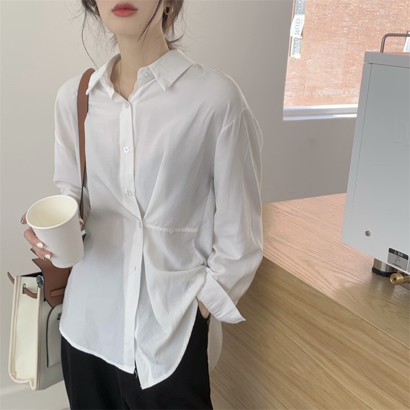 Áo sơ mi lụa lanh cao cấp cúc cài kiểu