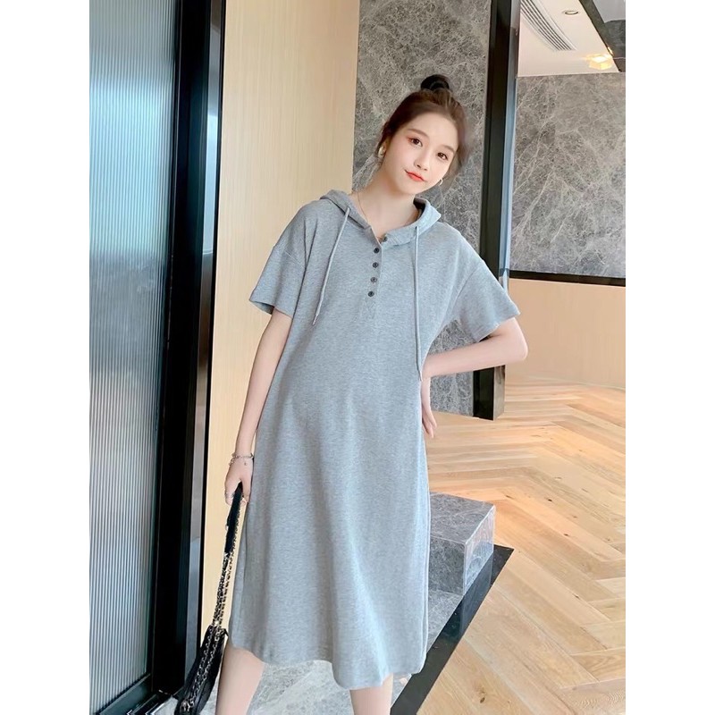 váy bầu đầm bầu dáng xuông dài rộng chất cotton mát mặc hè hợp thời trang ✅sẵn hàng hồng xl-2xl✅