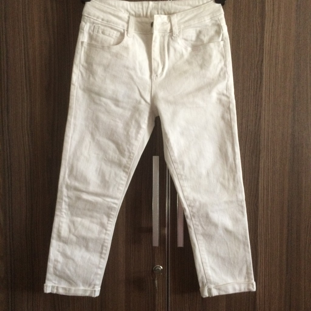Quần jean lửng Zara trắng