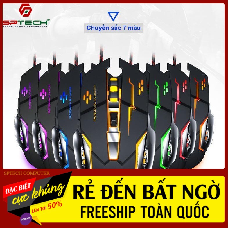 Chuột Gaming Dây 💎𝓕𝓡𝓔𝓔𝓢𝓗𝓘𝓟💎 Mouse Có Dây Gaming T-Wolf V6 (BH 12 Tháng) SPTECH COMPUTER