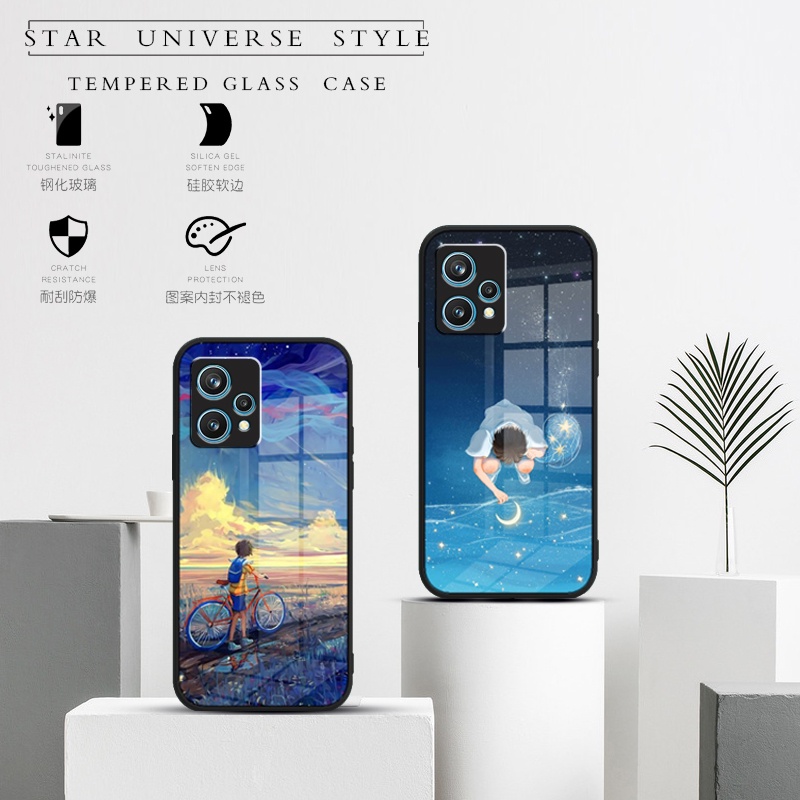 Ốp Điện Thoại Kính Cường Lực Viền Silicone Mềm Cho OPPO Realme 9 pro plus / Realme 9 pro+