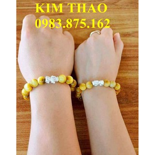 Vòng tay phong thủy may mắn màu vàng mệnh Kim kết hợp nghê bạc tài lộc