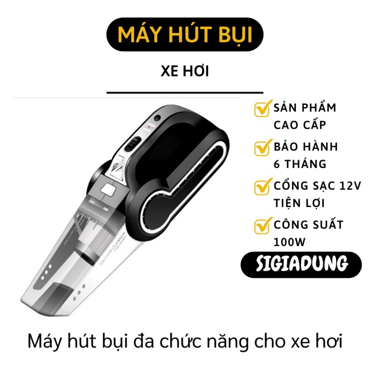 [SGD] Máy Hút Bụi Cầm Tay - Máy Hút Bụi Xe Hơi Đa Chức Năng Kiêm Bơm Lốp Xe Và Có Đèn Led 9768