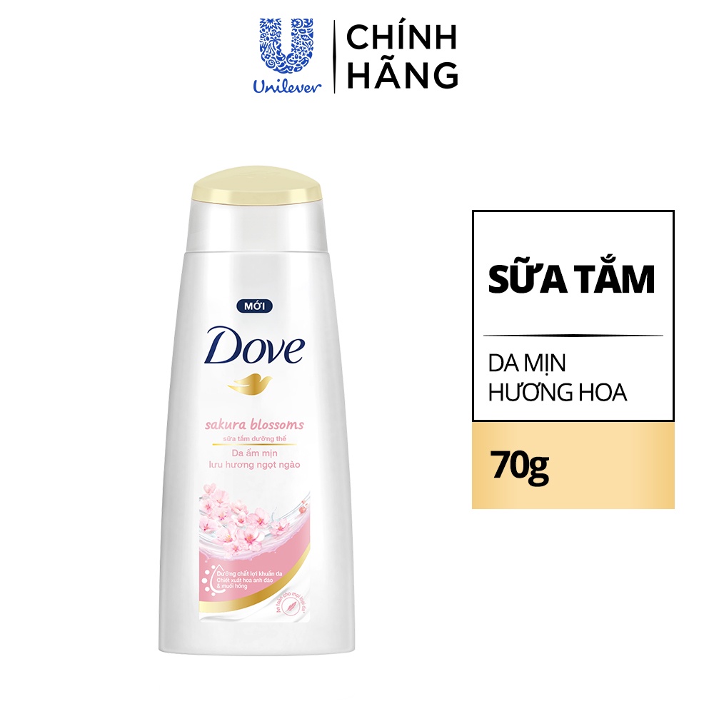 [HB Quà tặng không bán] Sữa tắm dưỡng thể Dove dưỡng ẩm chuyên sâu 70g/ da mịn hương hoa 70g (giao ngẫu nhiên)