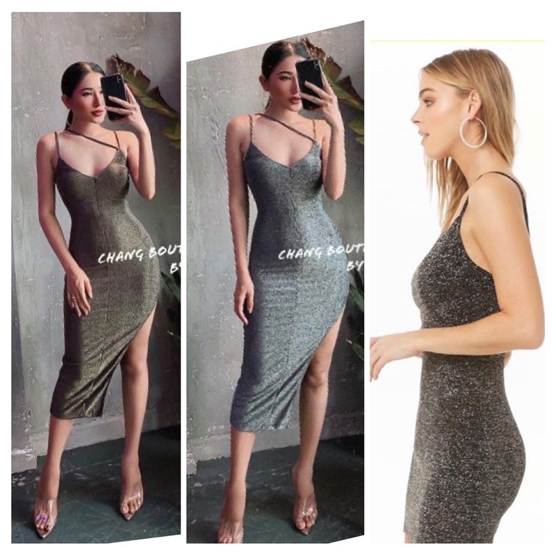 Váy 2 dây Body Nhũ Óng Ánh, Đầm 2 dây body kim sa