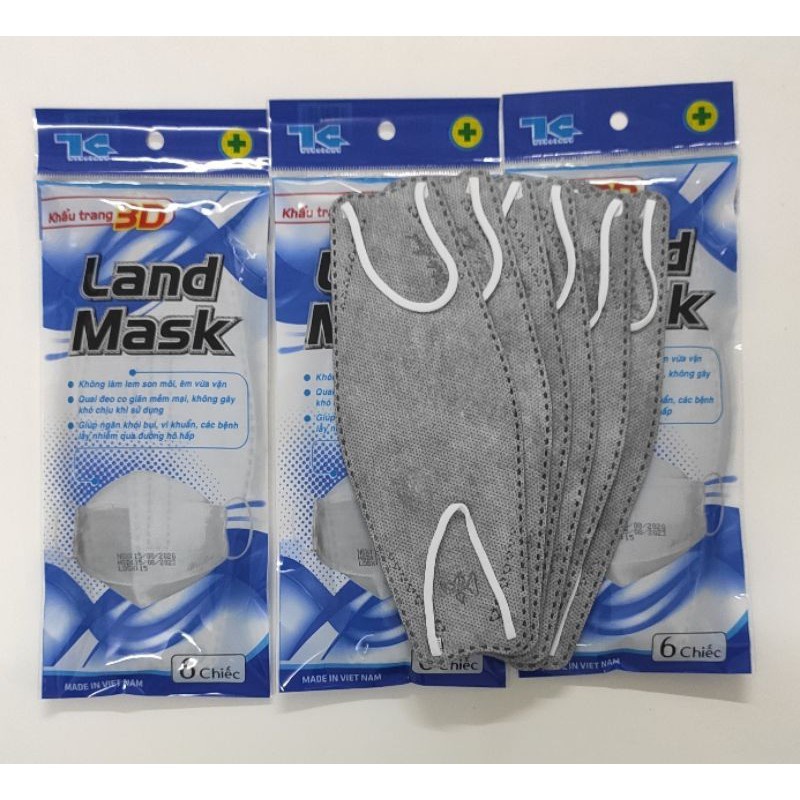 [Chính hãng] Khẩu Trang 3D Kháng Khuẩn KF94 LandMask, Hàng chuẩn Công ty 1 bịch 6 cái bản to dày đẹp
