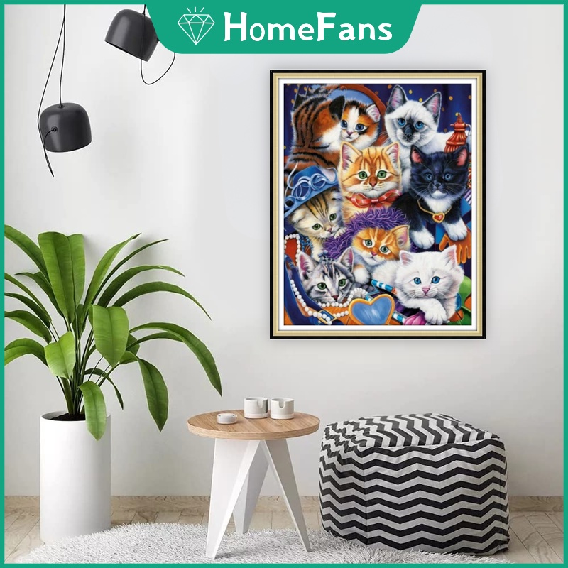 Bộ Tranh Đính Đá 5D Tự Làm Hình Mèo Con 40x50cm Trang Trí Nhà Cửa