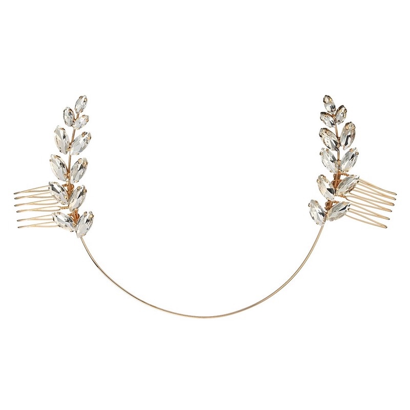 Cài Tóc Hình Cành Olive Đính Đá Thời Trang Cho Cô Dâu