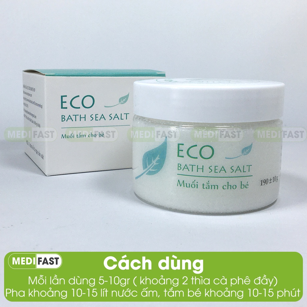 Muối tắm cho bé - Eco Bath Sea Salt - Hộp 200g từ thảo dược tía tô và tinh dầu tràm gió, giảm rôm sẩy, mẩn ngứa cho trẻ