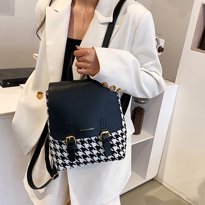 IELGY Ba Lô Họa Tiết Kẻ Sọc Màu Sắc Cổ Điển Thời Trang Cho Nữ