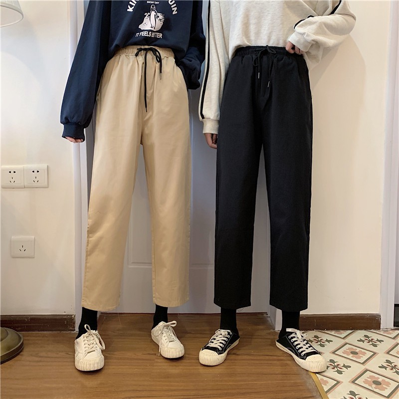 SUXI Quần dài lưng cao màu trơn thời trang Hàn Quốc cho nữ