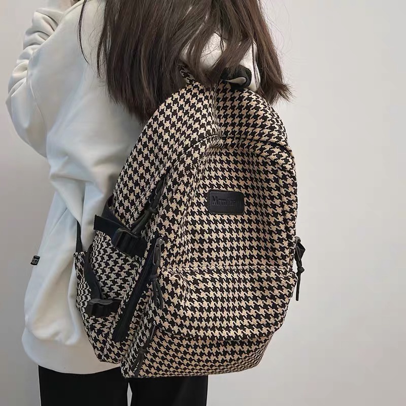 Memoria | Balo đứng form đi học, đi chơi xinh xắn hoạ tiết houndstooth