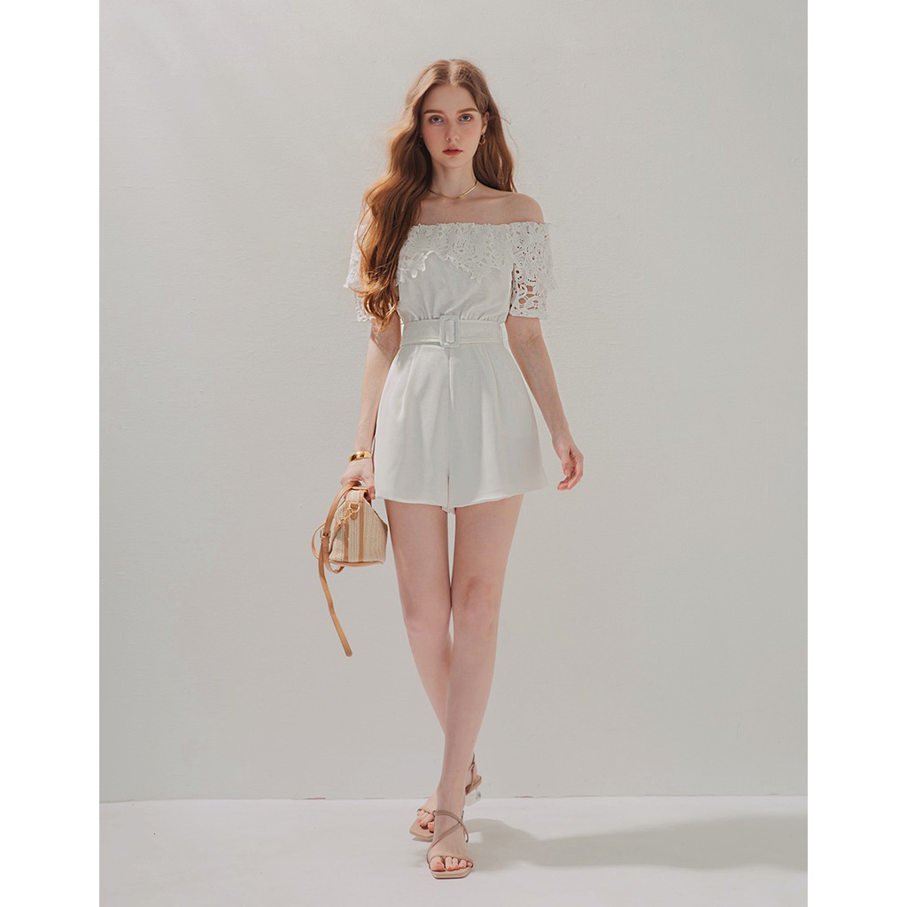 Jumpsuit trễ vai viền ren (kèm belt) nữ Air Space 2120128033