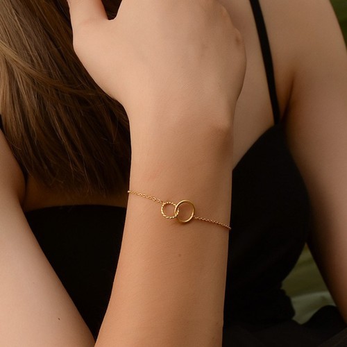 Lắc Tay 2 Khoen Tròn Titan Ko Đen TT 3198