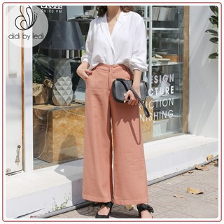 Quần ống rộng DIDI BY LEDI, quần kaki nữ ống suông vải cao cấp, cạp cao màu Pastel  S M L XL - QKK864