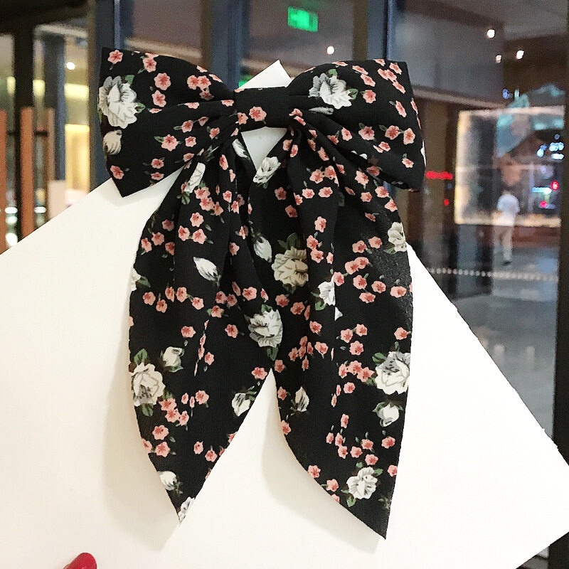 Kẹp Tóc Hình Nơ Họa Tiết Hoa Cúc Chấm Bi Phong Cách Cổ Điển Cho Nữ