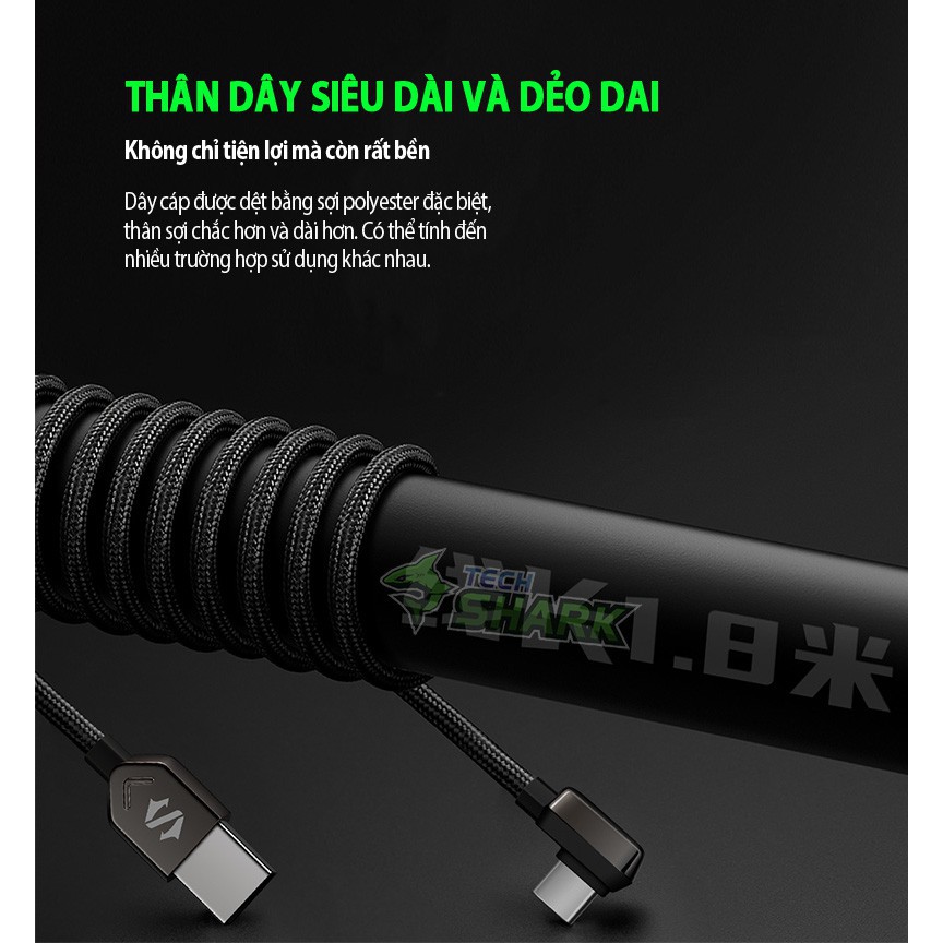Cáp Sạc Nhanh Vuông Góc Black Shark USB-A Sang Type-C 120W