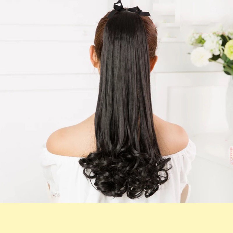 Tóc giả nữ cột đuôi xoăn, cột tóc giả 😍FREESHIP😍 58cm D15L