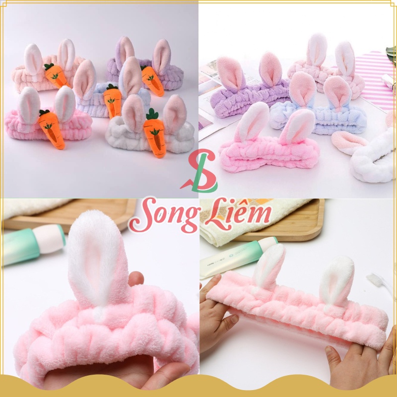 Băng đô rửa mặt tai thỏ, băng đô cài tóc sừng hươu dễ thương co giãn tiện dụng phong cách Hàn Quốc NPP Songliemshop