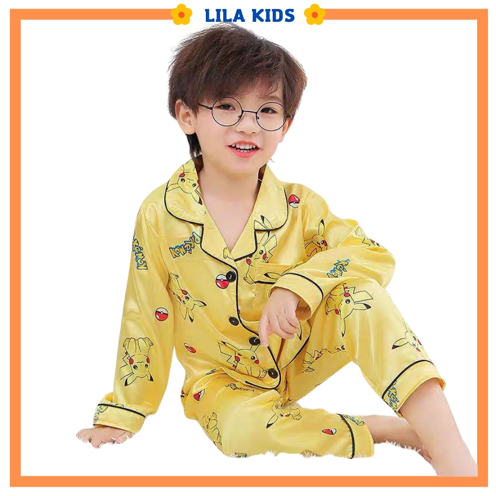 Bộ đồ ngủ cho bé trai bé gái in hình Đreamon mặc đều xinh, Đồ bộ Pijama in hình cute cho bé từ 6-28kg - LILA KIDS