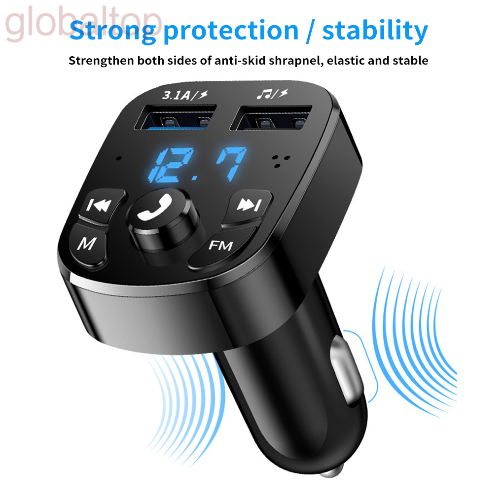 Car Bluetooth 5.0 Player Wireless MP3 Player Car Radio Audio Bluetooth Adapter with USB Charger