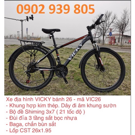 VICKY 26 INCH ĐỊA HÌNH NAM XE ĐẠP VICKY 26 INCH ĐỊA HÌNH NAM SIZE 47CM 3 DĨA 7 LÍP - LHệ Gian Hàng để nhận KM Ạ