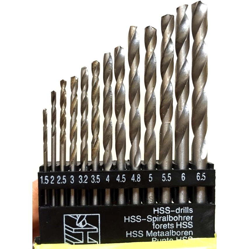 Bộ mũi khoan xoắn 13 món bằng thép gió HSS siêu cứng