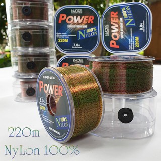 Cước câu câu cá tàng hình NYLON POWER_Dây câu cá siêu bền dài 220m_Phụ kiện câu cá
