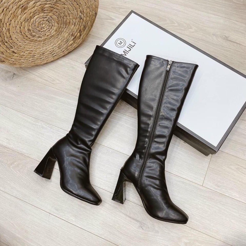 [Mã FASHIONGREEN15 giảm 10% tối đa 30k đơn từ 99k] Bốt đùi nữ,bốt cao cổ đế khoét 7p sẵn 2 màu | BigBuy360 - bigbuy360.vn