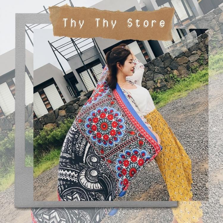 KHĂN CHOÀNG ĐI BIỂN HỌA TIẾT BOHO VINTAGE -CHỤP HÌNH HOÀNG HÔN-BÌNH MINH-CHẤT THÔ ĐŨI-DÀY DẶN-THYTHYSTORE- LÀM ÁO-TRENDY