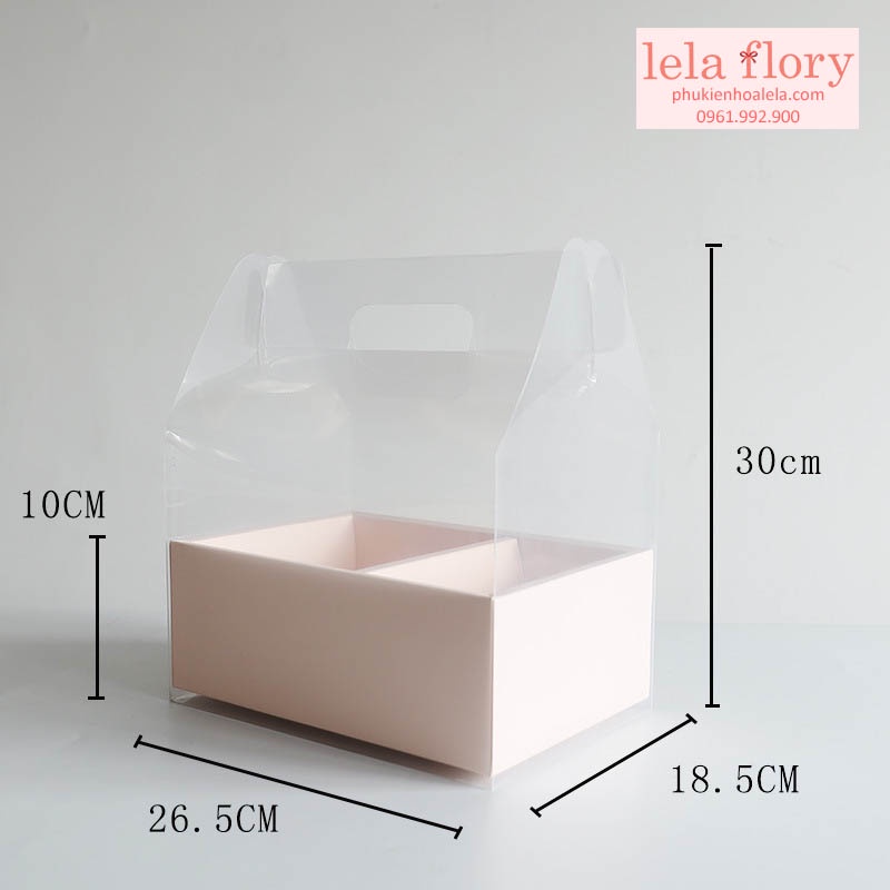 Túi mika đáy chữ nhật cắm hoa, túi đựng bánh sinh nhật mini - THH0060