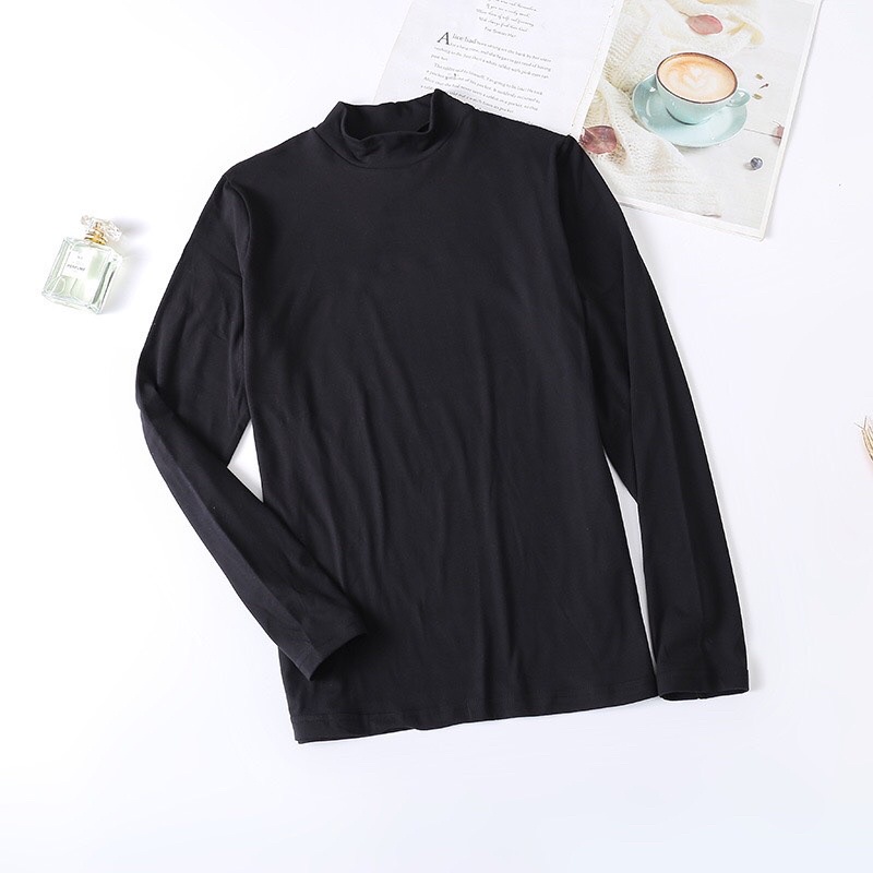 Áo giữ nhiệt nam lót nỉ cổ cao - áo nam dài tay giữ nhiệt