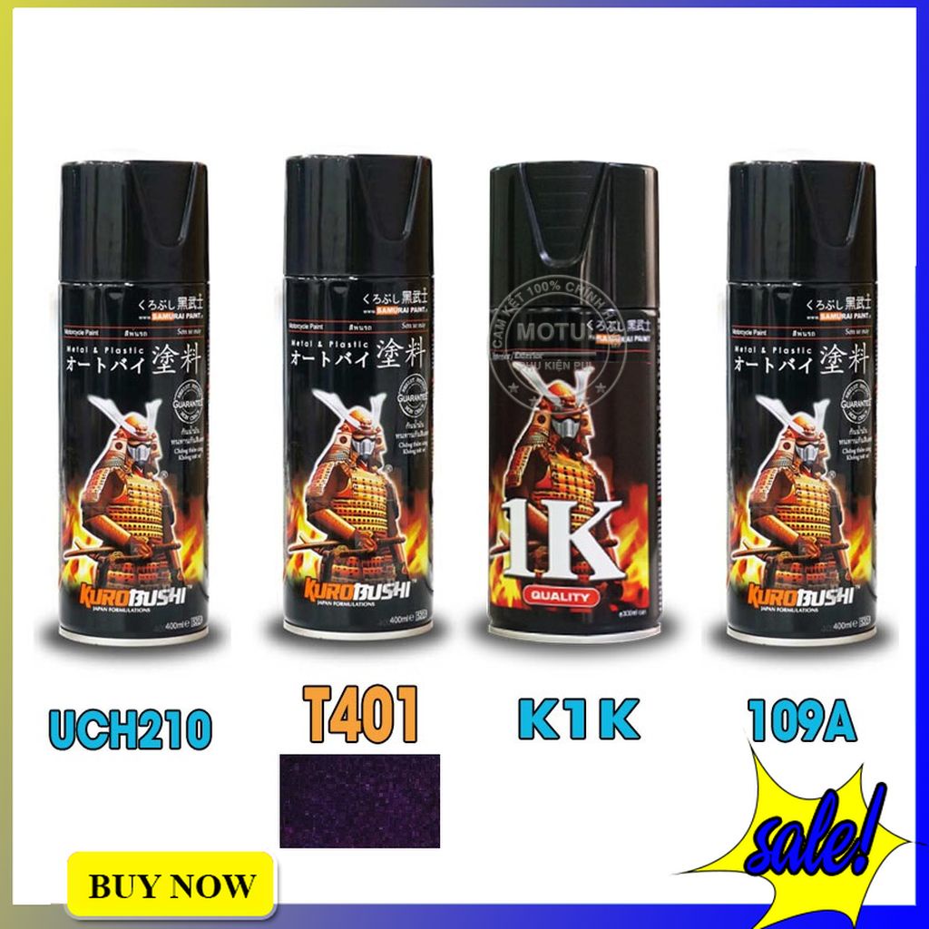 Combo 4 sơn xịt Samurai màu 3d khameleon (gồm K1/T401 - UCH210 - 109A - K1K - Giấy nhám P800)