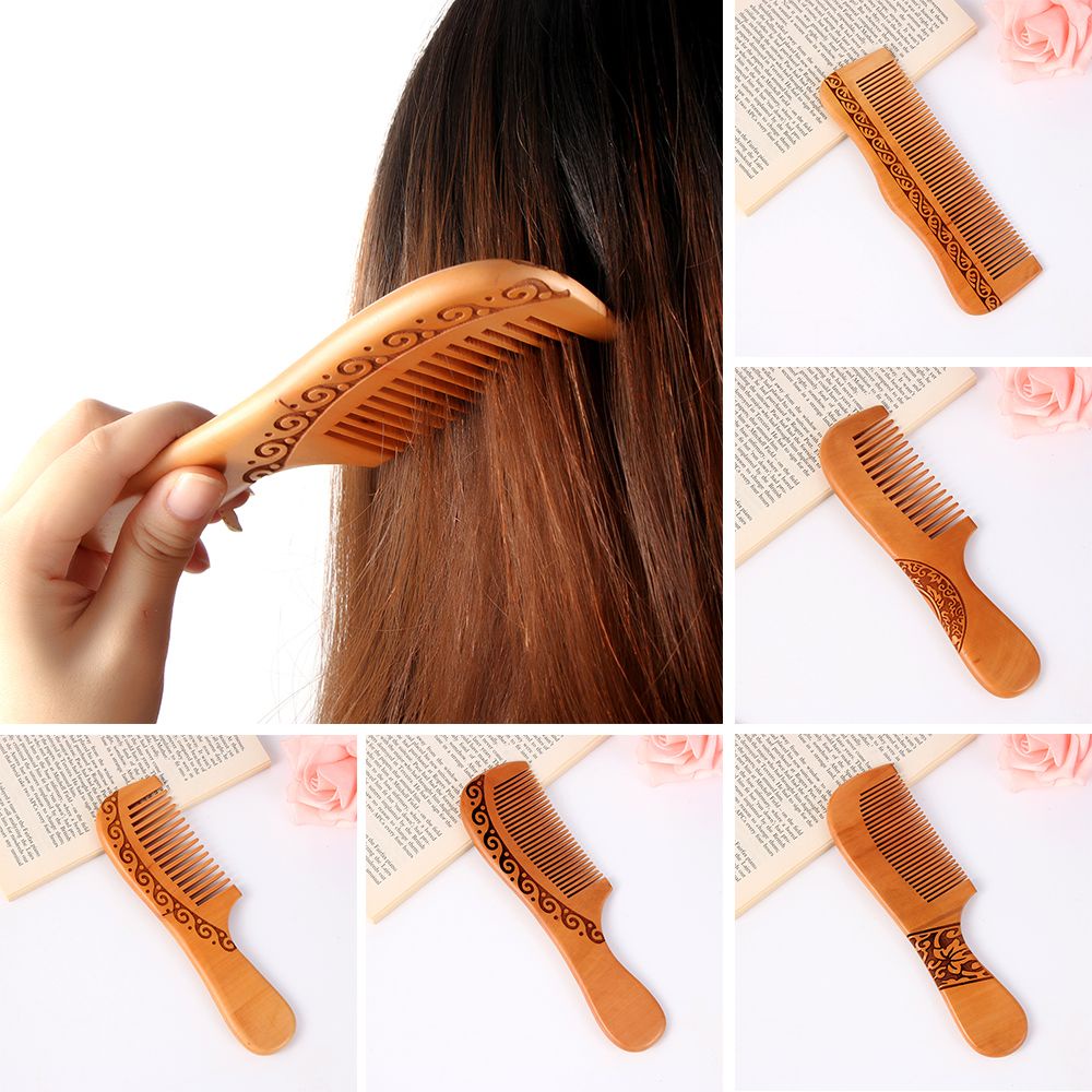 （Sản phẩm nổi bật ở Trung Quốc） Lược chải tóc chất liệu gỗ đào mềm mịn không tĩnh điện tiện dụng