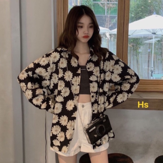 Áo sơmi hoa cúc dài tay HSN987